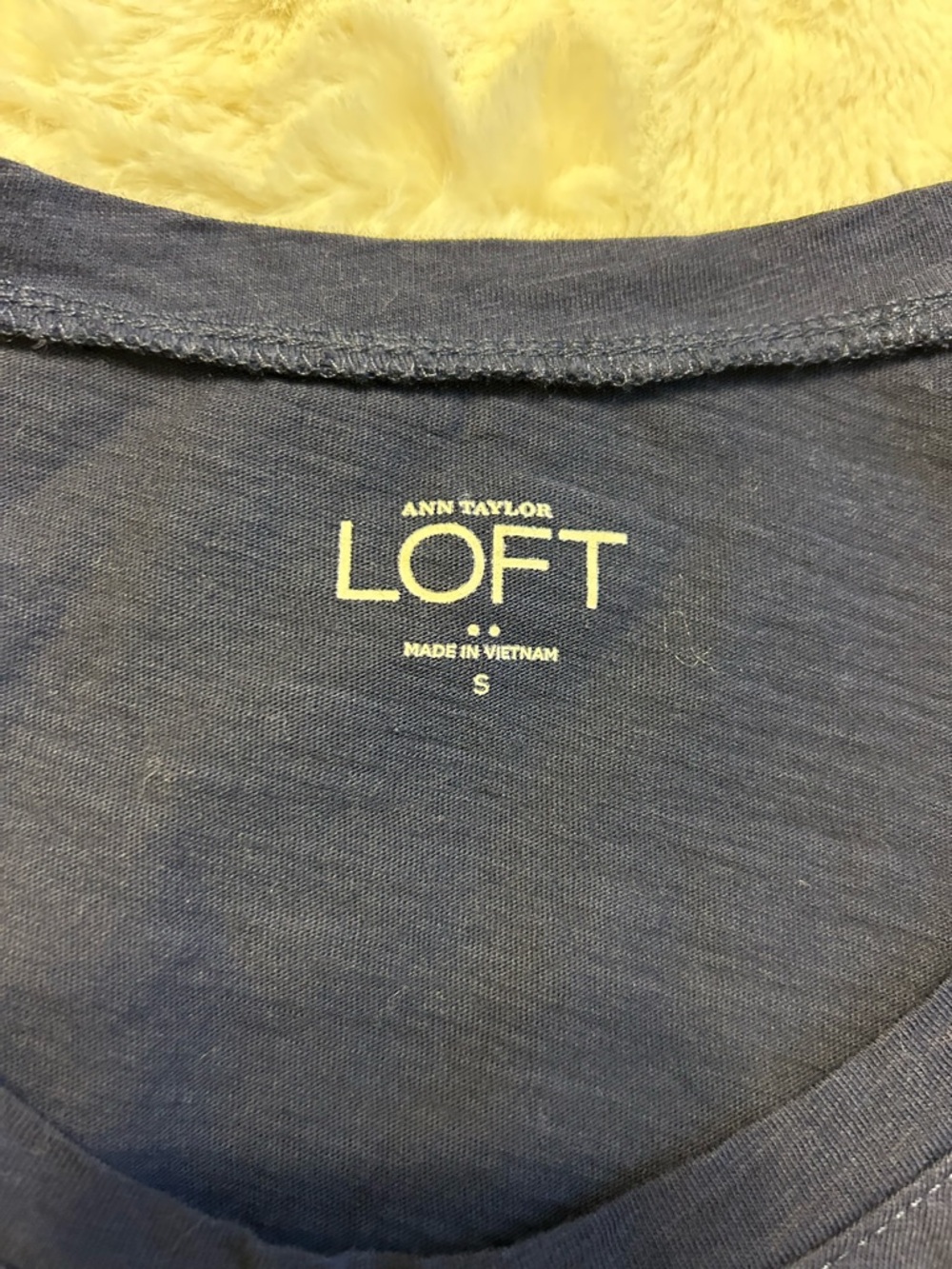 LOFT Navy Short-Sleeve Tee with Coral & White Floral Shoulder - Picture 3 of 4